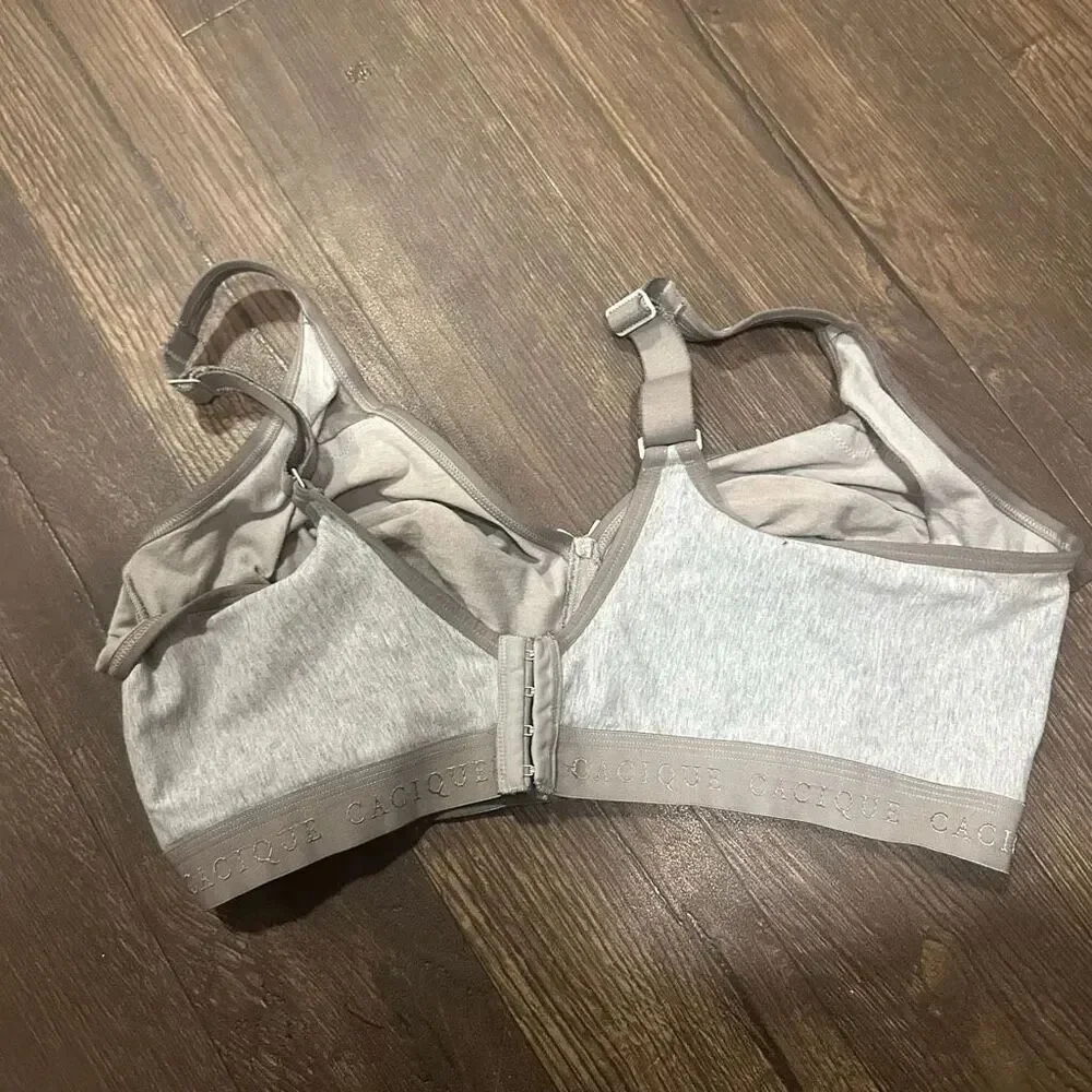 Cacique two tone gray jersey knit cotton no wire 44DD bra